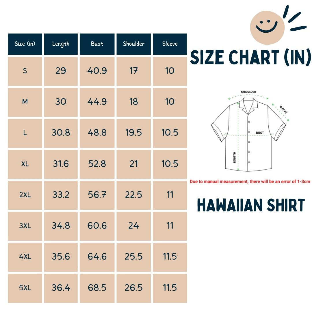 Hawaii Shirt size chart